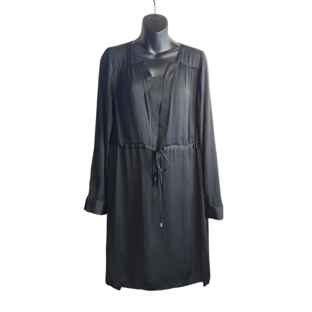 Simply Vera Vera Wang Women's Black Longsleeve Tie Waist Dress Size Medium